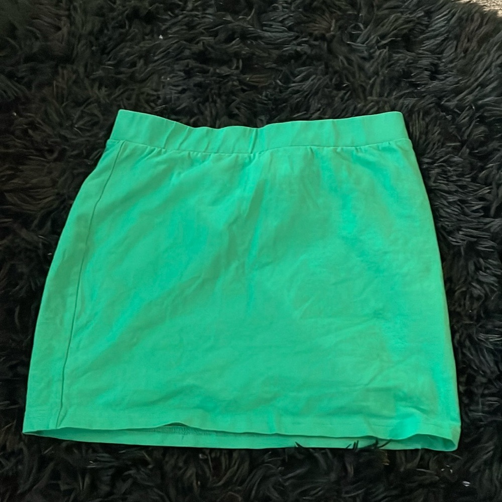 Green mini skirt